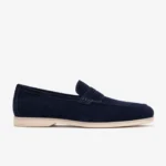 Navy Blue Suede Slip-On Loafer
