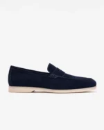 Navy Blue Suede Slip-On Loafer
