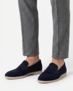 Navy Blue Suede Slip-On Loafer - Image 3