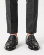 Black Washed Leather Penny Loafer - Image 3
