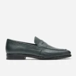 Forest Green Washed Leather Penny Loafer