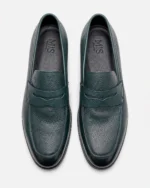 Forest Green Washed Leather Penny Loafer - Image 2