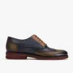 Navy & Tan Leather Two-Tone Brogue Oxford