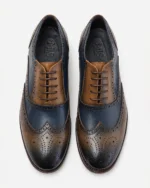 Navy & Tan Leather Two-Tone Brogue Oxford - Image 2