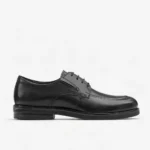 Black Leather Moc-Toe Derby