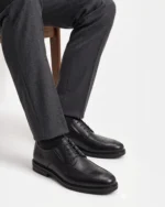 Black Leather Moc-Toe Derby - Image 3