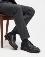 Black Leather Moc-Toe Derby - Image 3