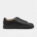 Black Leather Court Sneaker