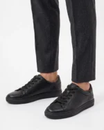 Black Leather Court Sneaker - Image 3