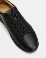Black Leather Court Sneaker - Image 4