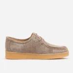 Khaki Suede Moc-Toe Lace-Up