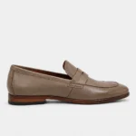 Beige Leather Penny Loafer
