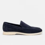 Navy Blue Suede Slip-On Loafer