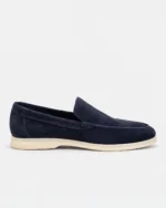 Navy Blue Suede Slip-On Loafer