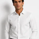 White Plain Slim Fit Cotton Blend Shirts