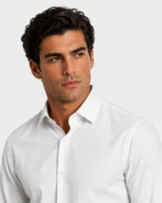 White Plain Slim Fit Cotton Blend Shirts - Image 2