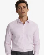 Pink Plain Slim Fit Cotton Blend Shirts