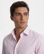 Pink Plain Slim Fit Cotton Blend Shirts - Image 2